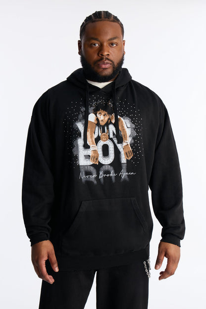 YoungBoy NBA Rhinestone Hoodie - Black