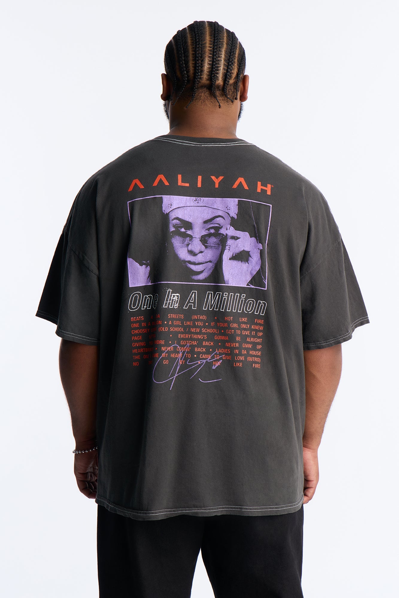 Aaliyah One In A Million Boxy Short Sleeve Tee - Black Wash