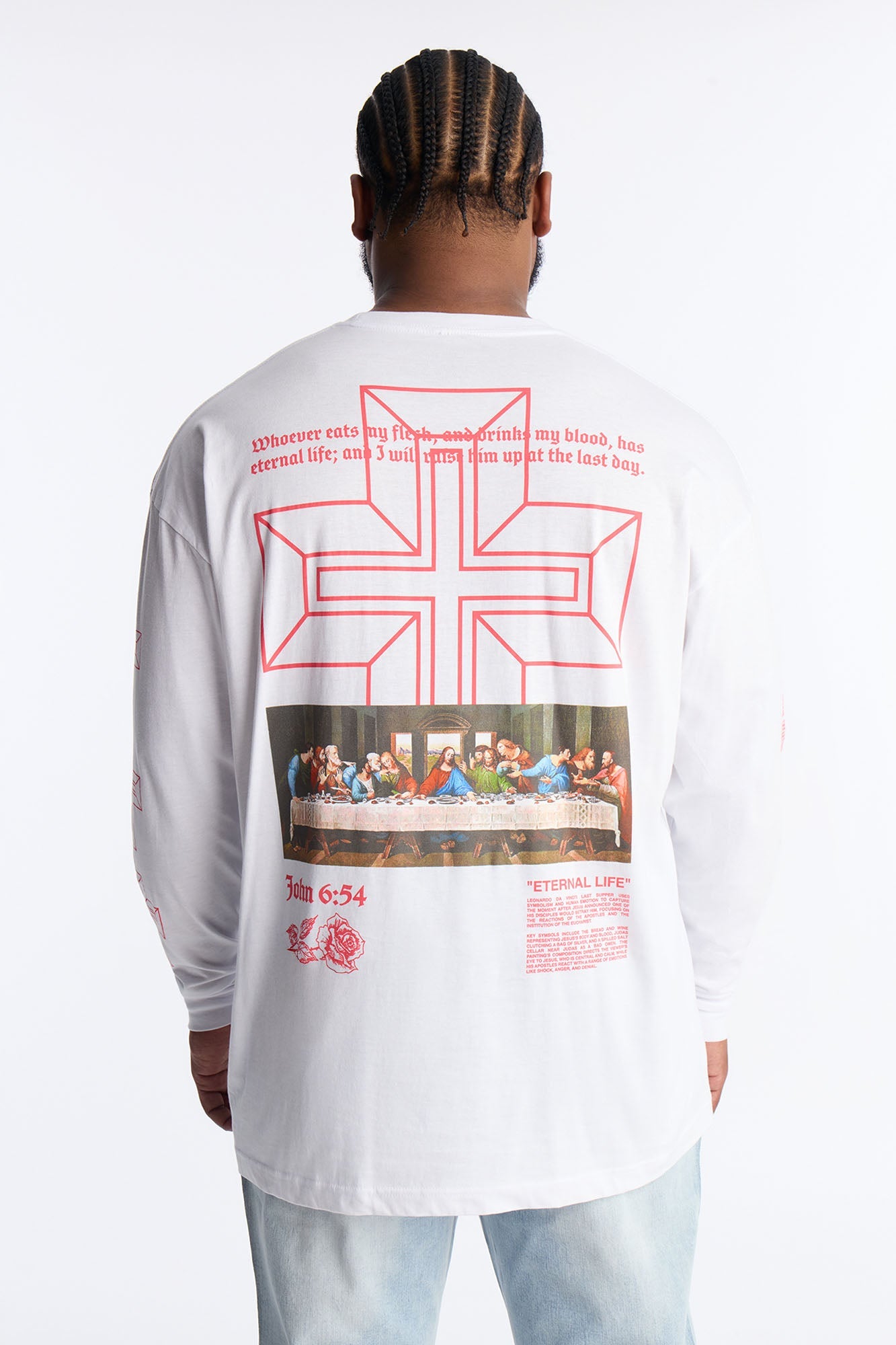 John 6:54 Eternal Life Long Sleeve Tee - White