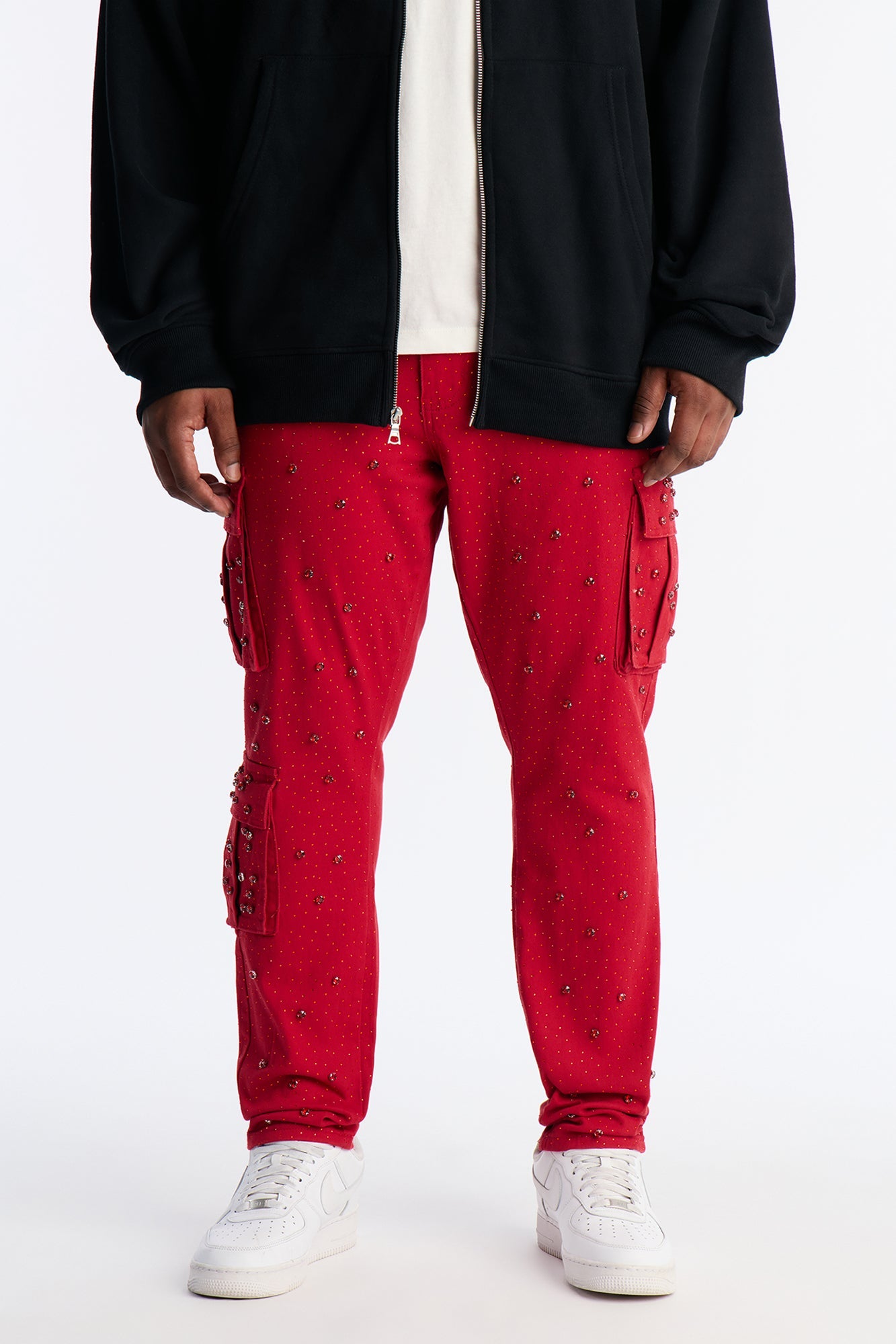 Skinny Prosperity Drip Embellished Pant - Red