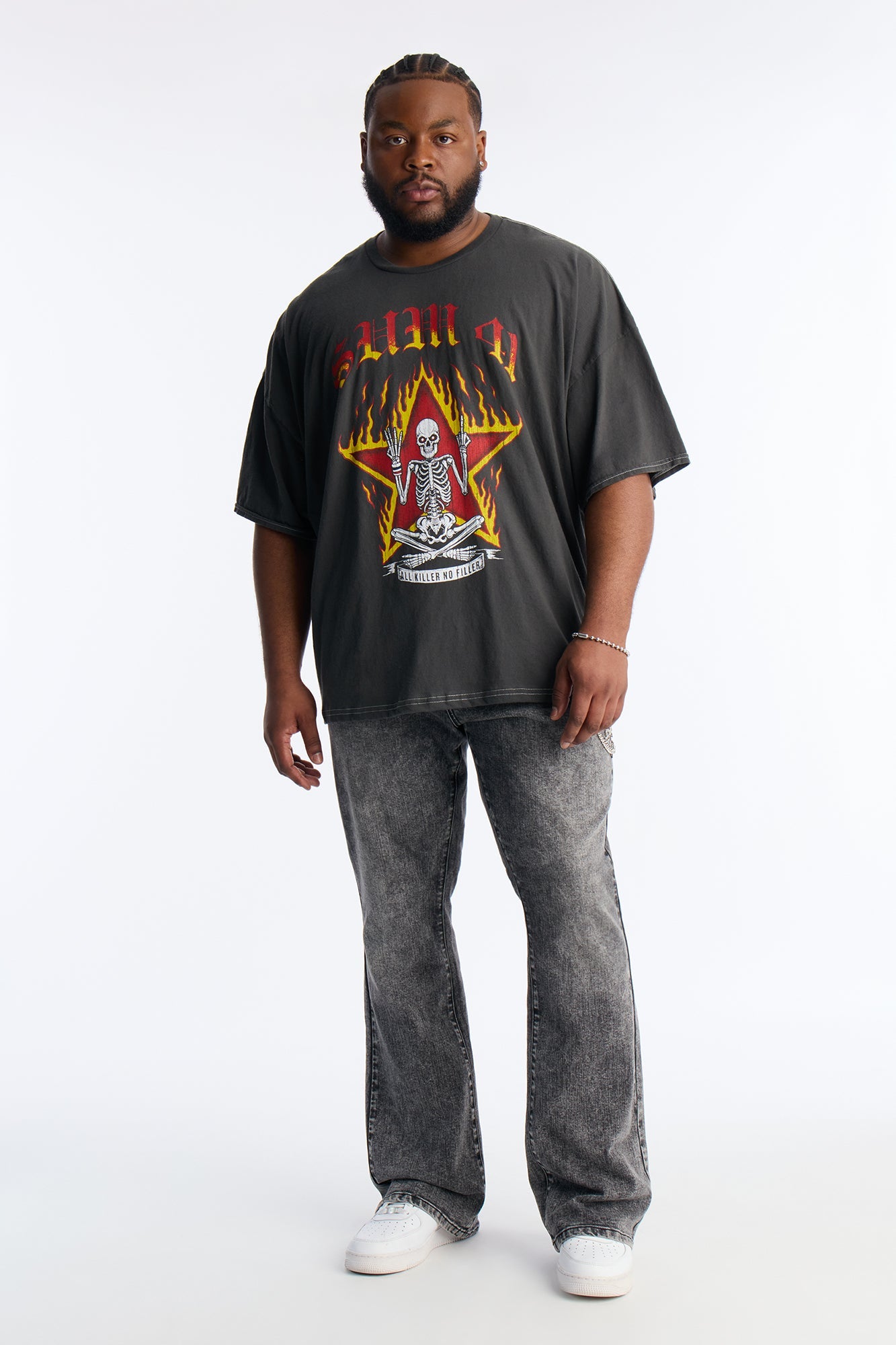 Stacked Skinny Flare Keep It Easy Jean - Acid Wash Black