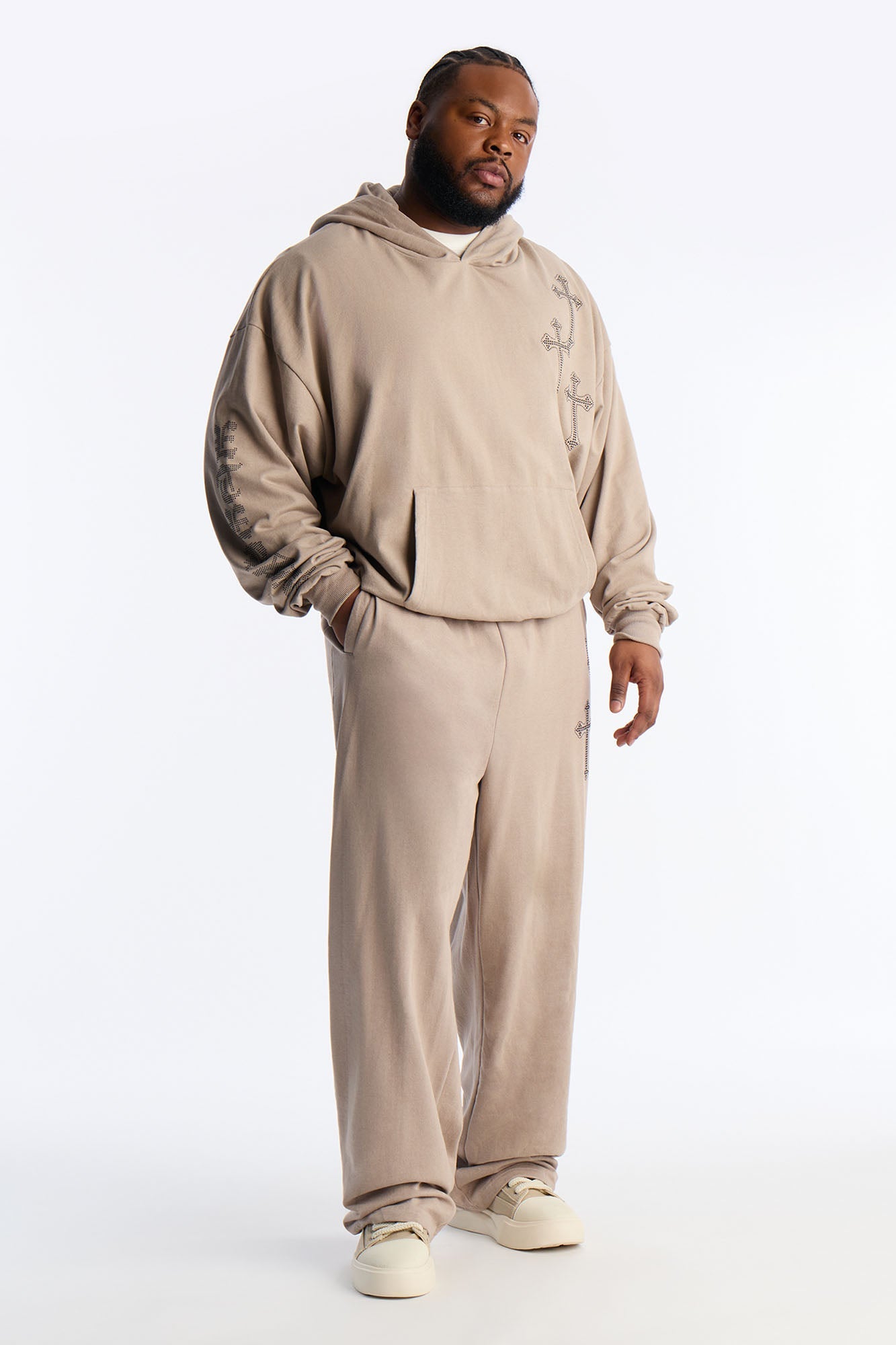 Crosses My Heart Hoodie - Tan