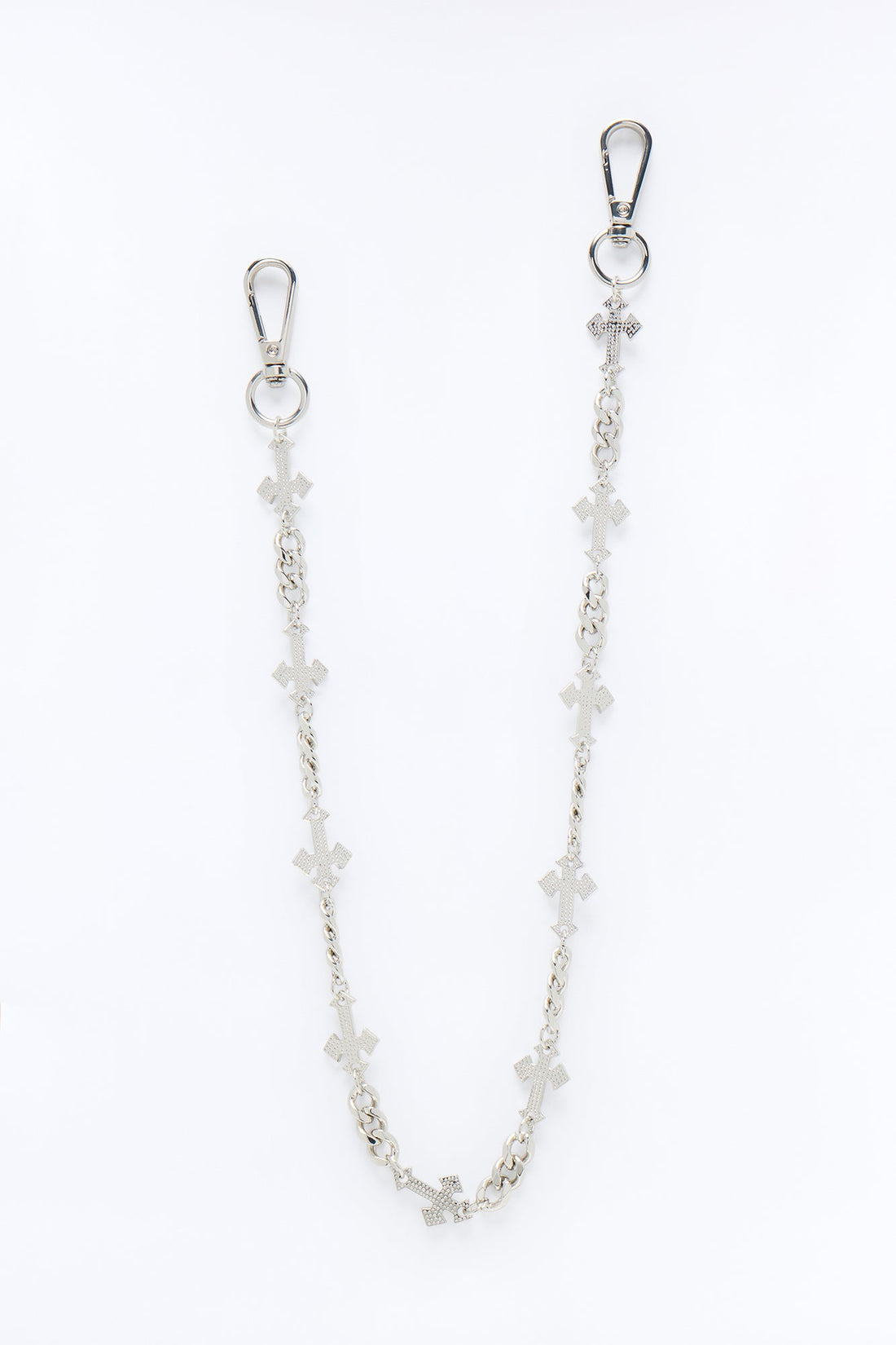 Cross Linked Charm Pant Chain - Silver