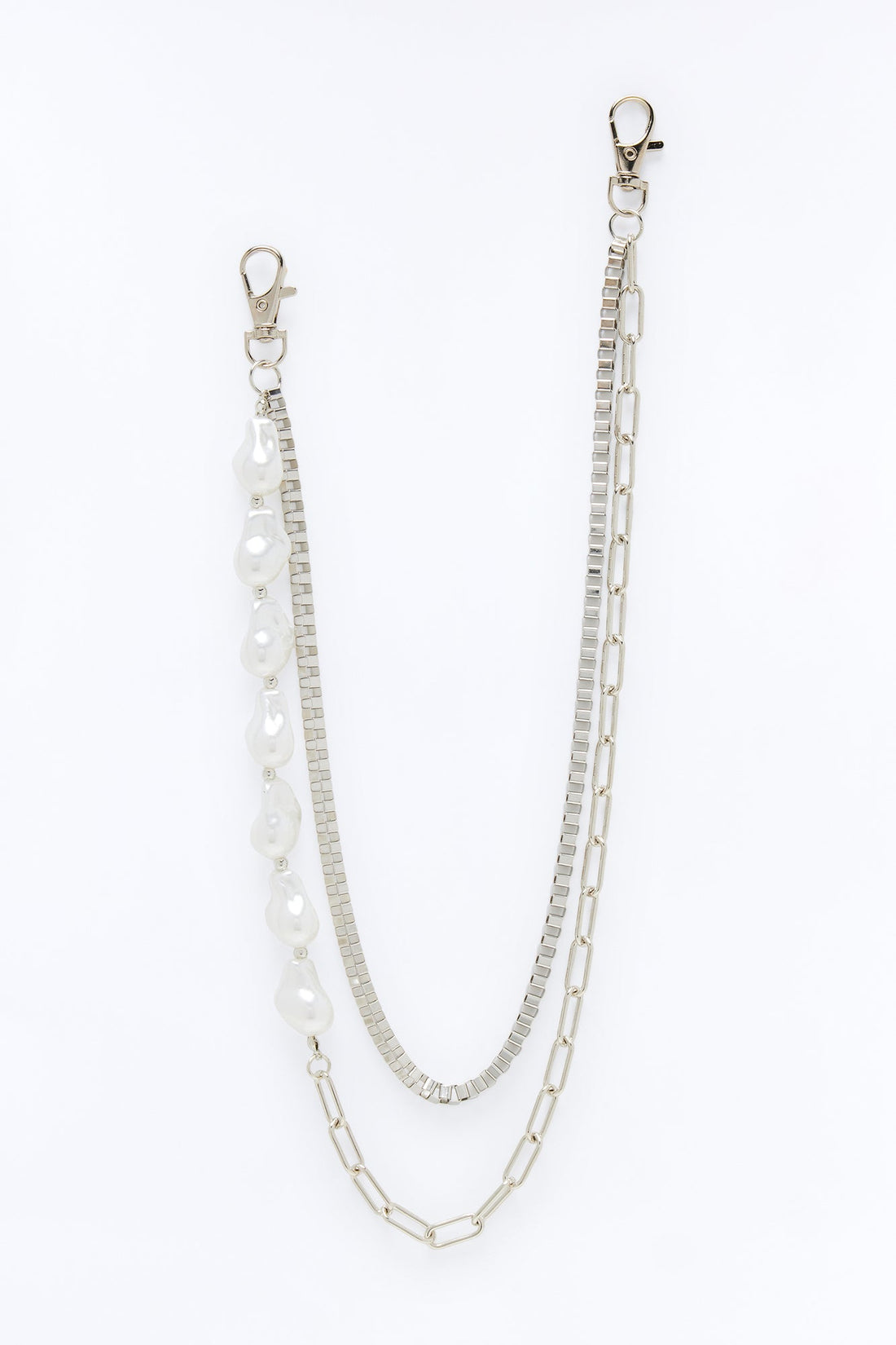 Pearl Multi Link Stacked Pant Chain - Silver