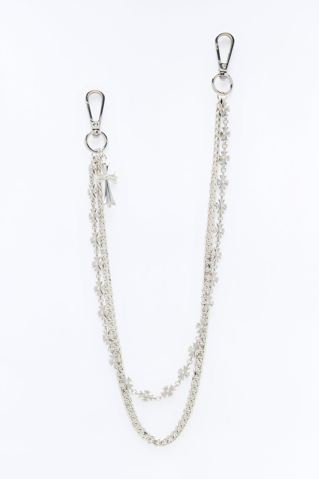 Cross Link Layer Cuban Pant Chain - Silver