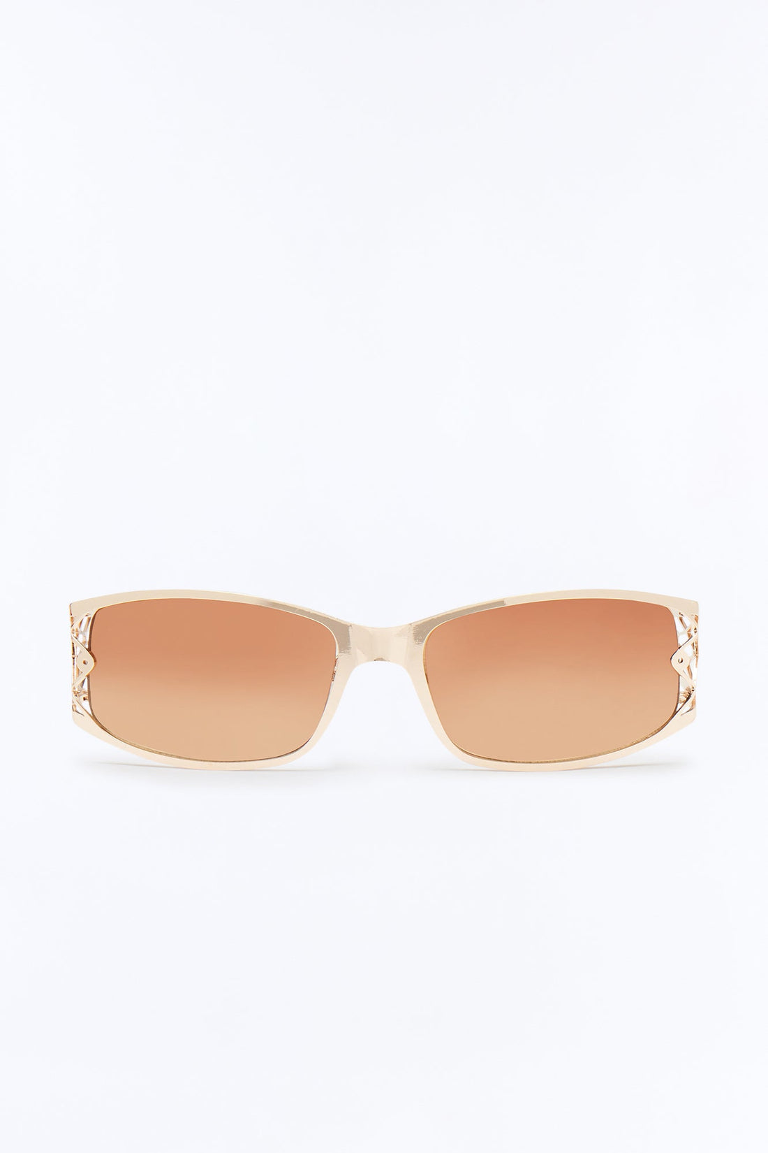 High End Geometric Rectangle Sunglasses - Gold/Brown
