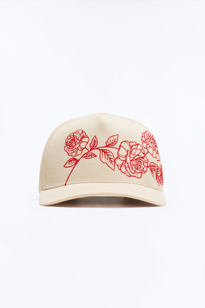 Lucky You Structured Cotton Twill Snapback Hat - Stone