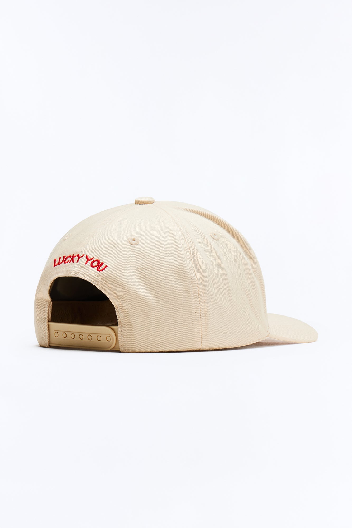 Lucky You Structured Cotton Twill Snapback Hat - Stone