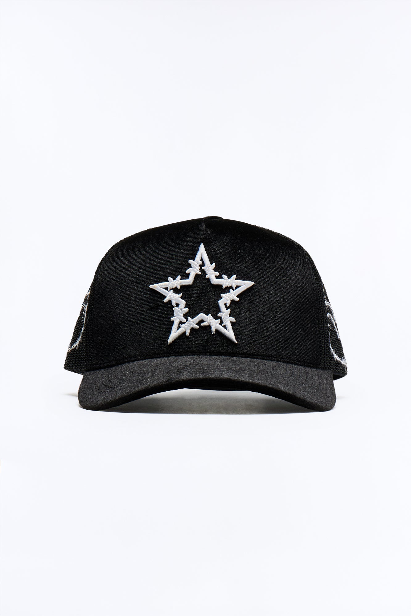 Barbwire Velvet Structured Snapback Hat - Black