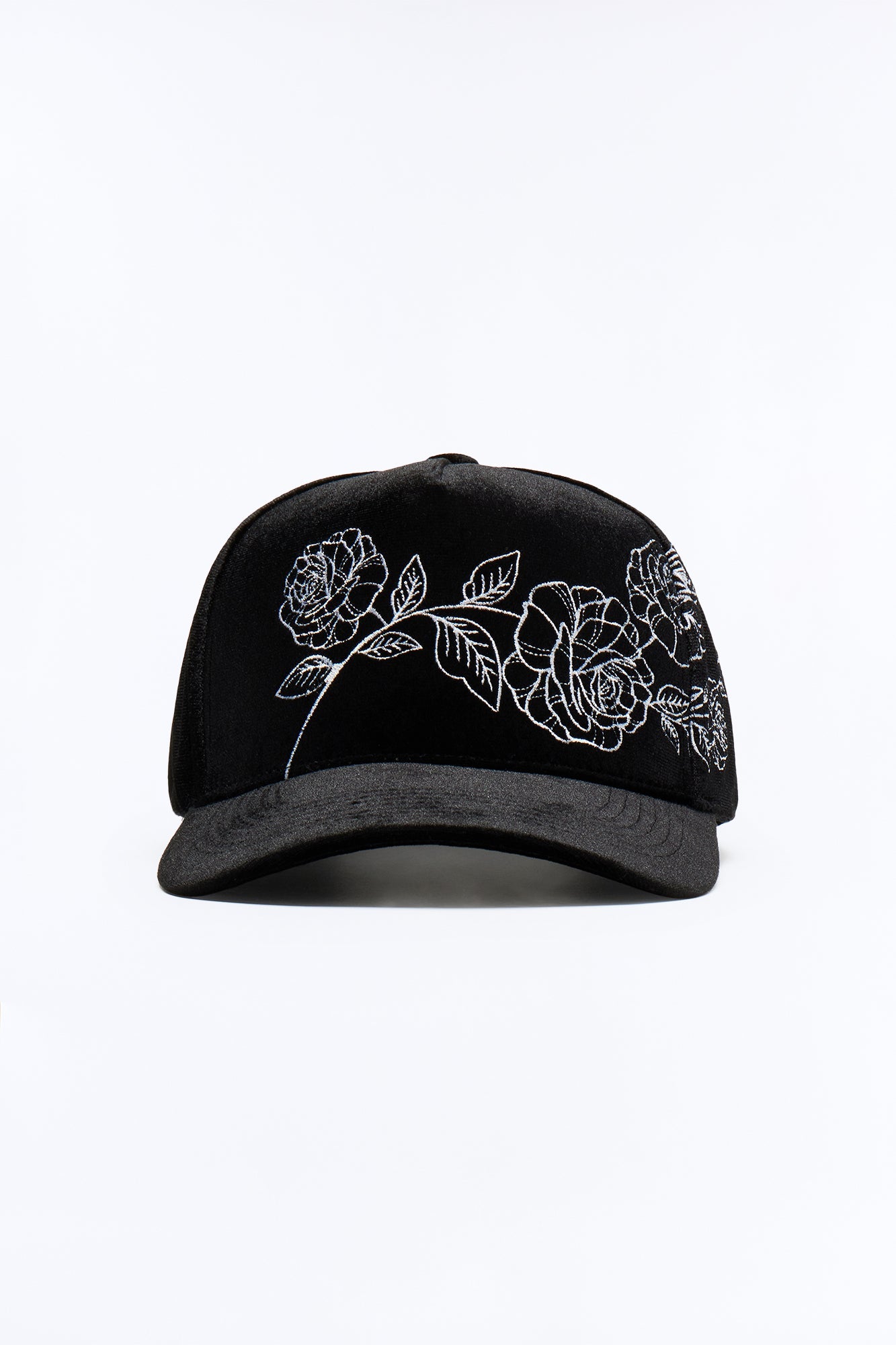 Lucky You Structured Velvet Snapback Hat - Black