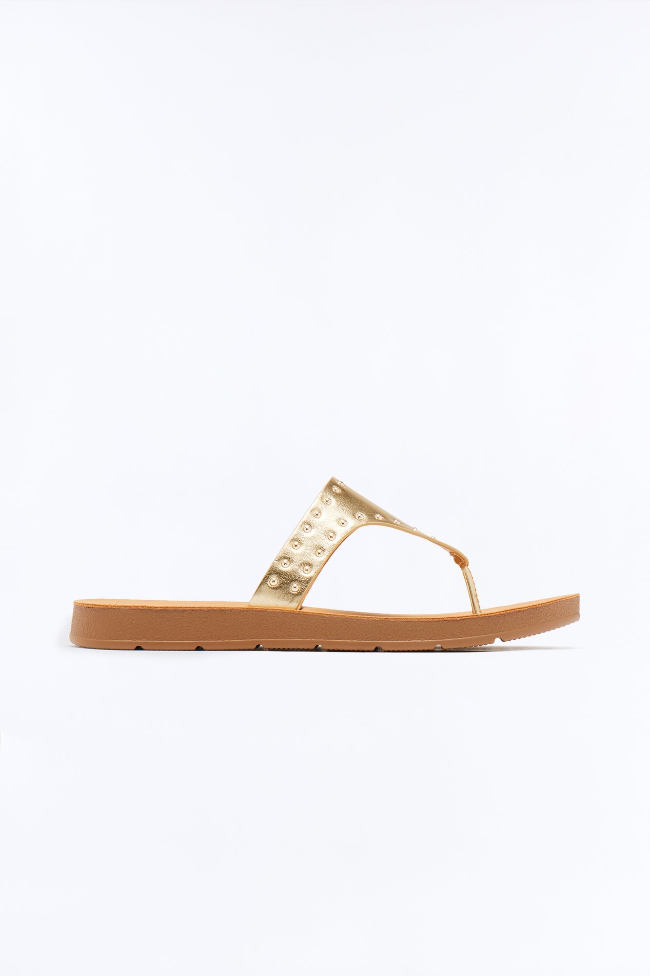 Nitara Studded Flip Flops - Gold