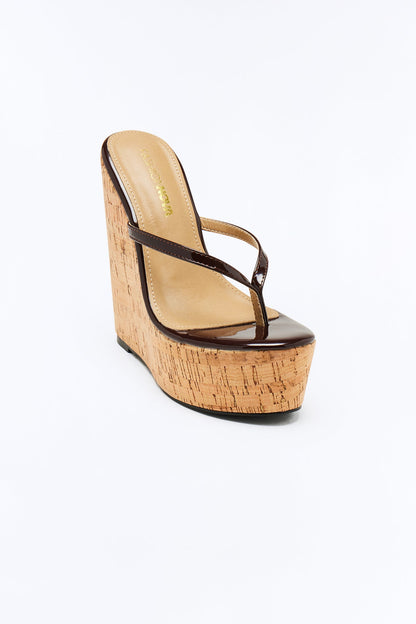 Kaleo Thong Platform Wedges - Chocolate
