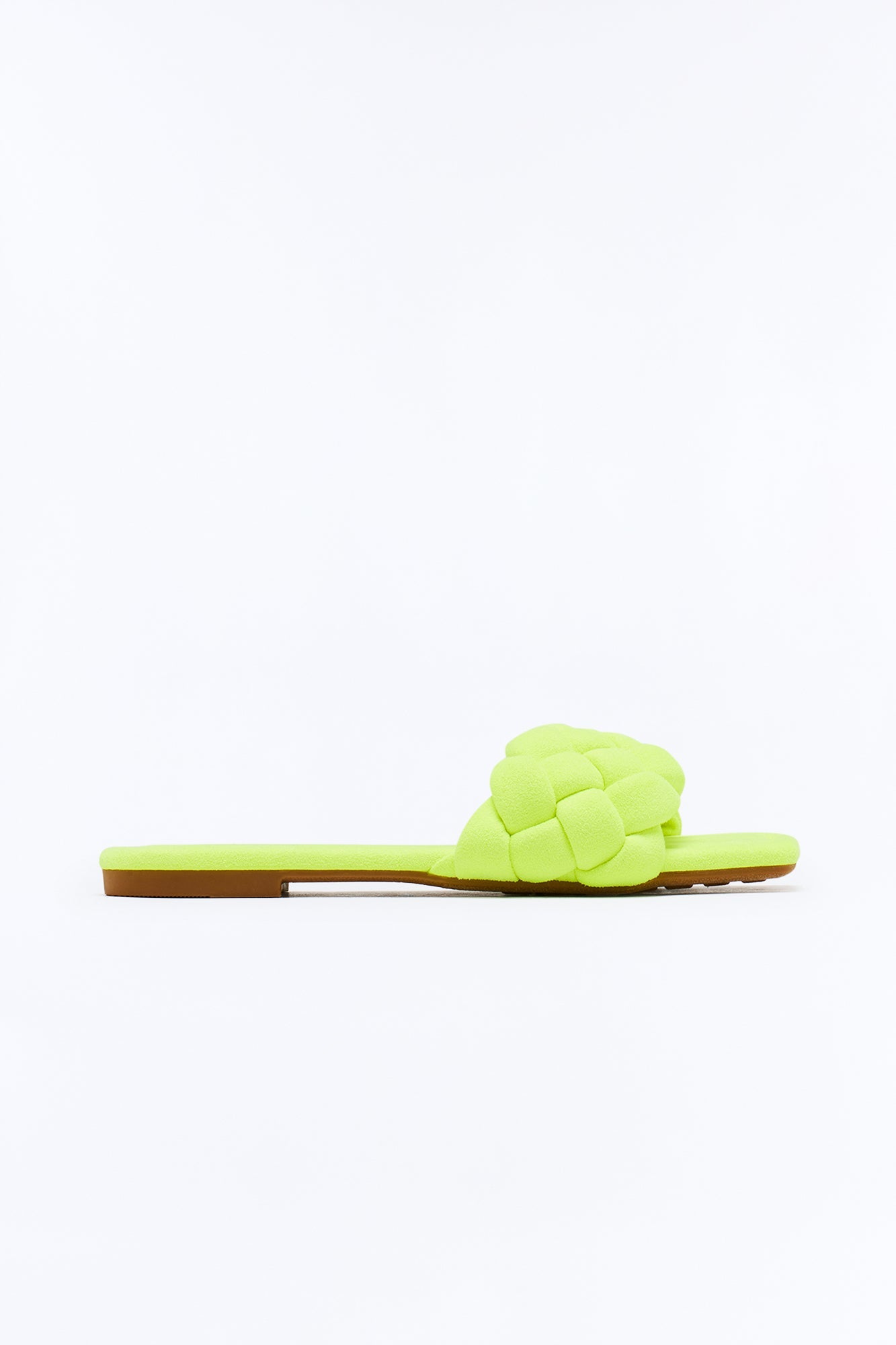 Bri Braided Slip On Sandals - Neon Yellow