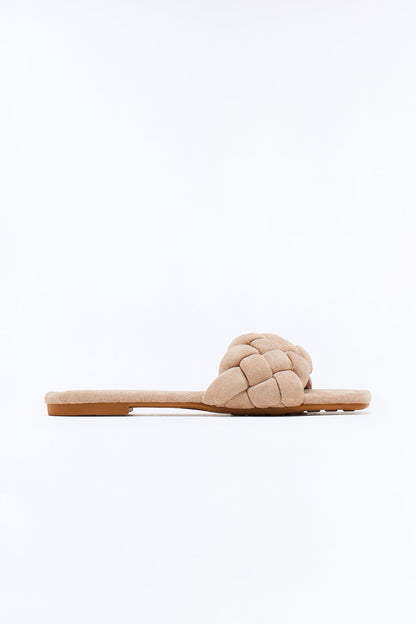 Bri Braided Slip On Sandals - Taupe