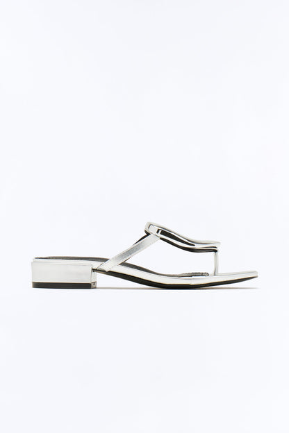 Montie Hardware Flip Flops - Silver