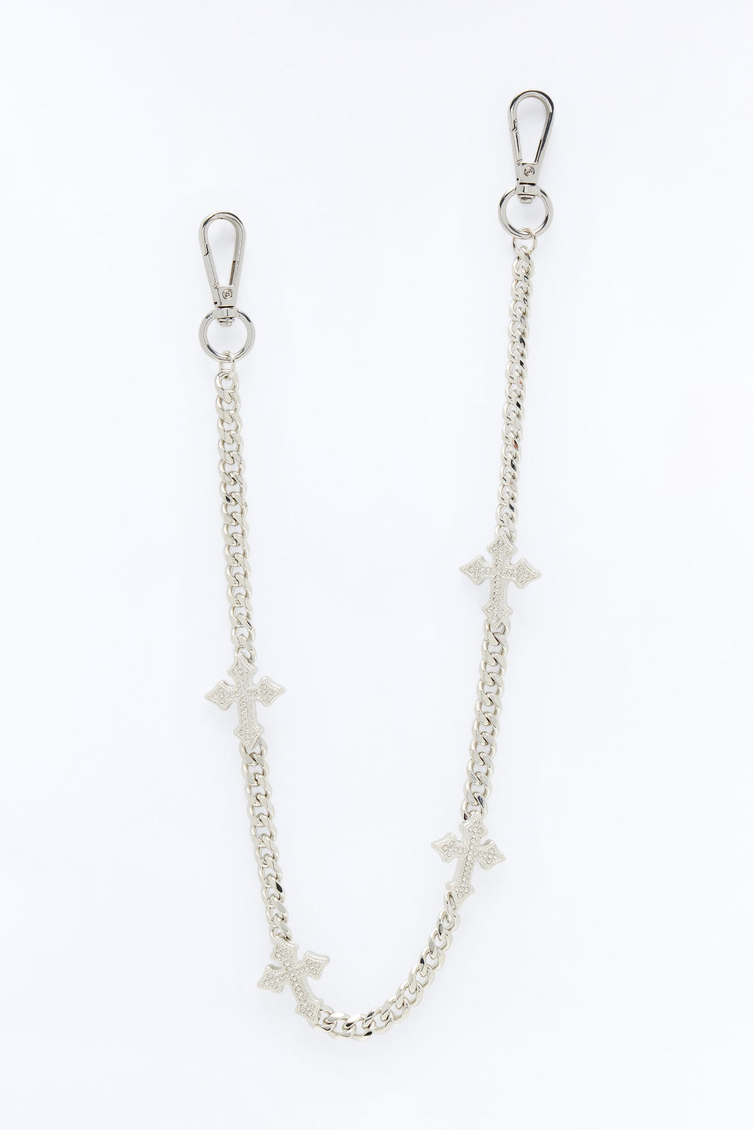 Exaggerated Cross Linked Charm Pant Chain - Silver