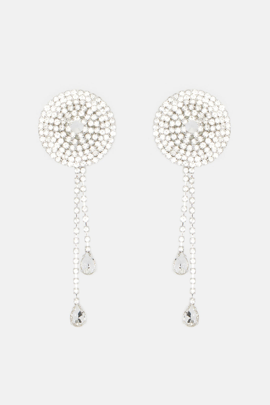 Vegas Showgirl Rhinestone Nipple Cover Pasties - Silver