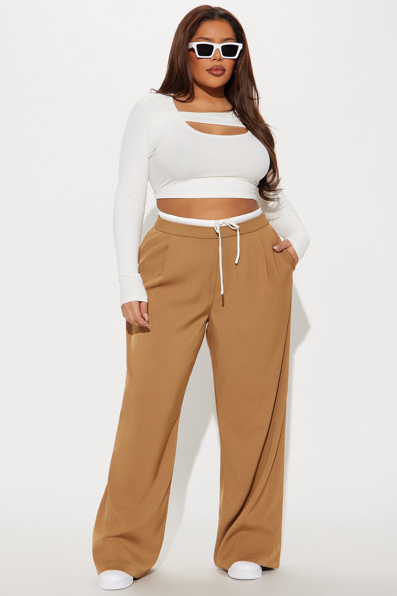 Sydney Double Waistband Trouser - Mocha