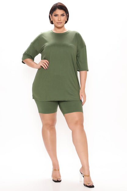 Weekend Vibes Short Set - Olive