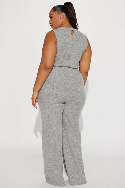 Express Your Style Jumpsuit - Heather Grey