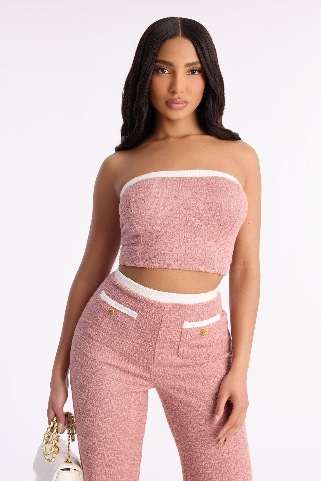 Maybelle Knit Tweed Pant Set - Mauve