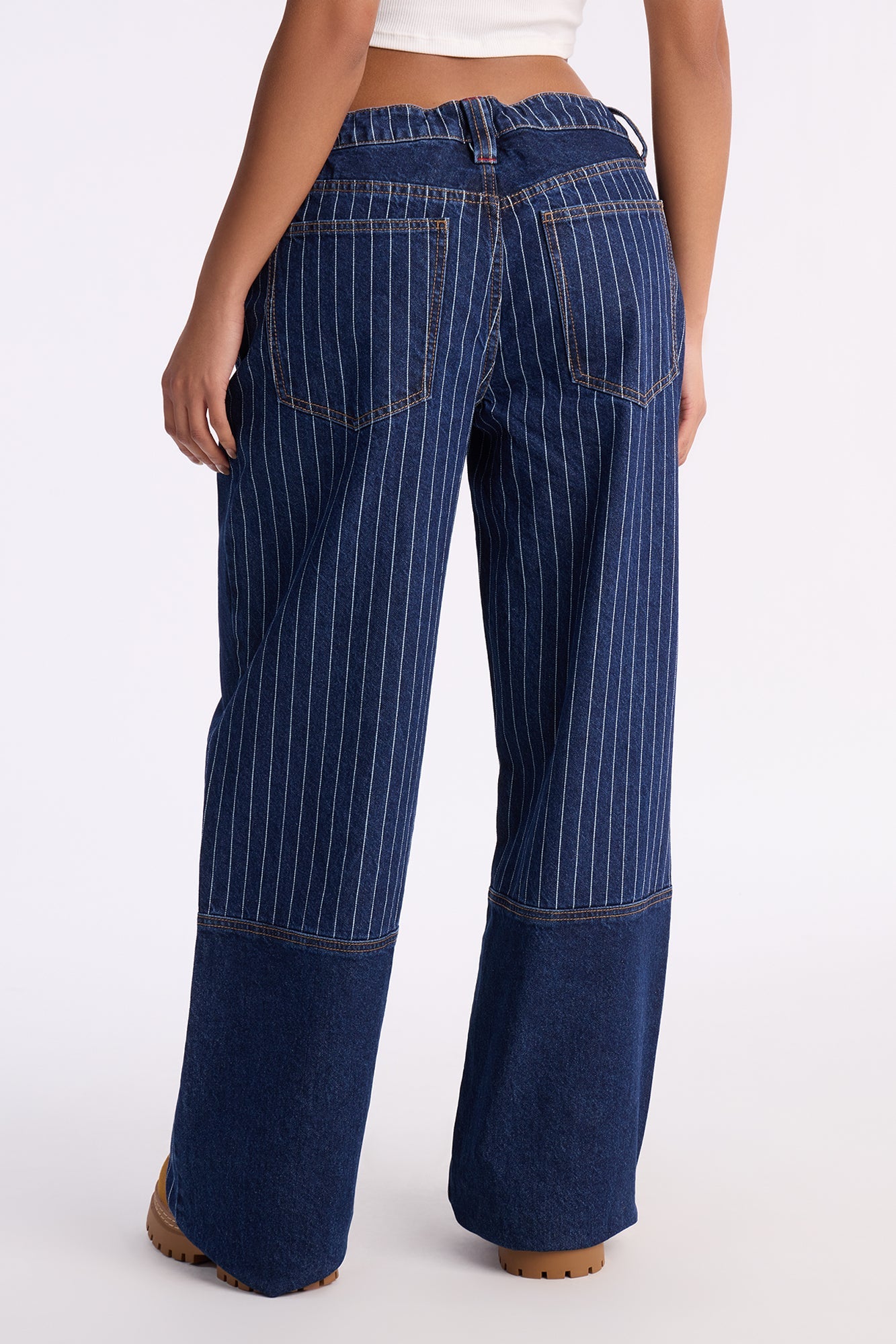 Legendary Striped Tie Waist Jeans - Dark Wash