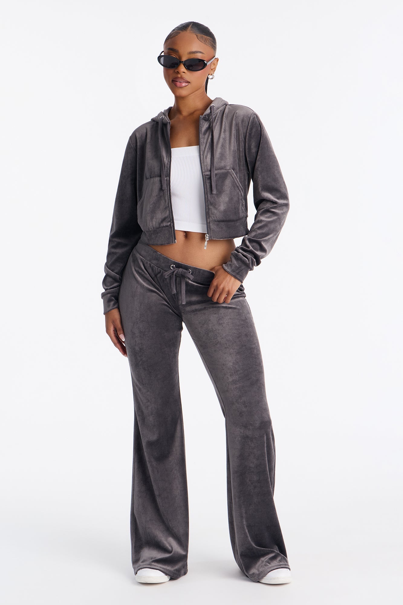 The Original Trendsetter Low Rise Velour Set - Grey