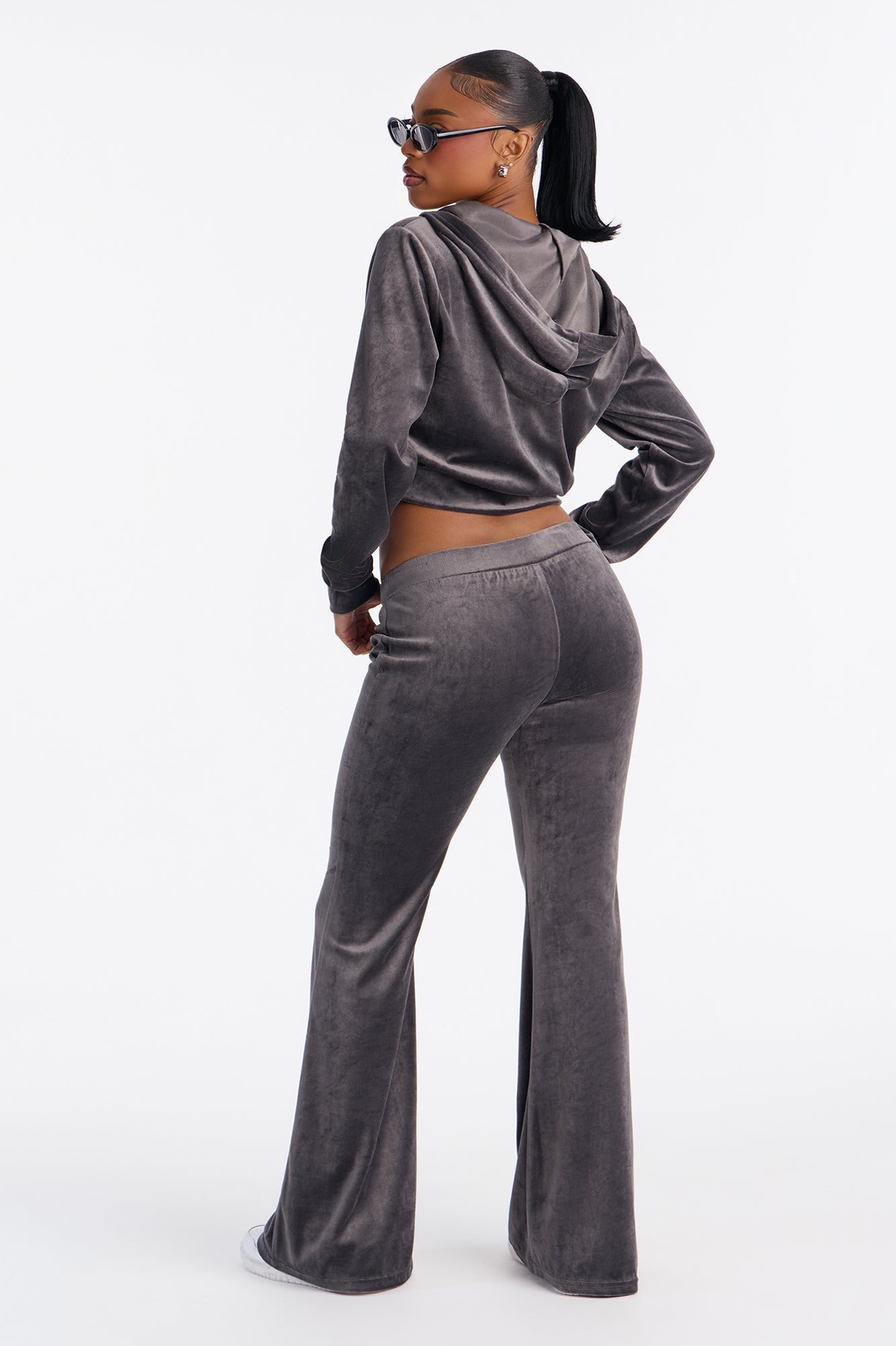 The Original Trendsetter Low Rise Velour Set - Grey
