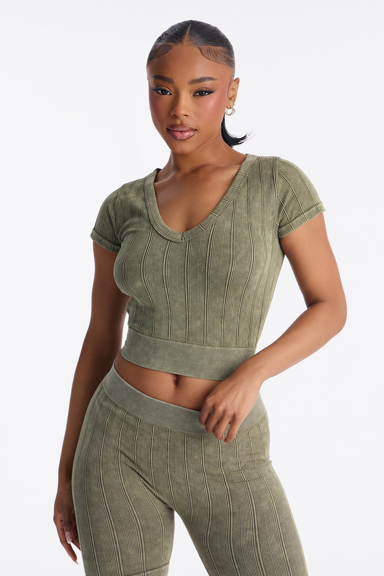 Alisha Seamless Biker Short Set - Olive