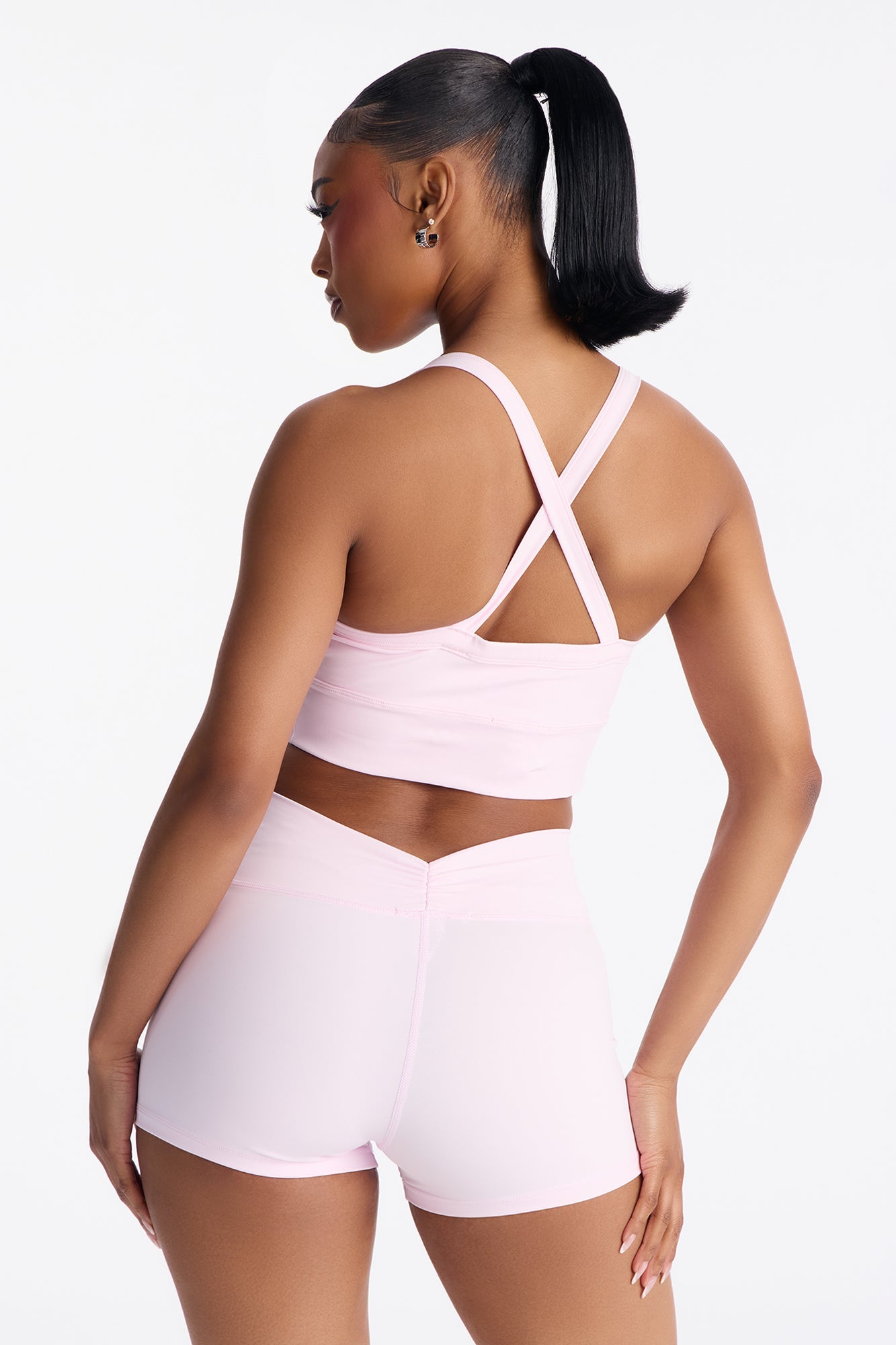 Sammie Ruched Biker Short Set - Light Pink