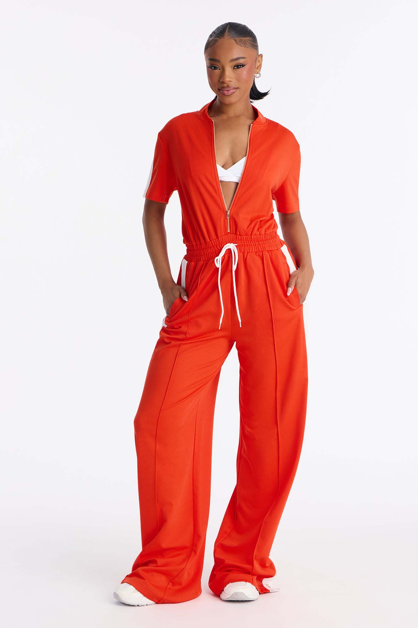 Lianna Short Sleeve Jumpsuit - Orange
