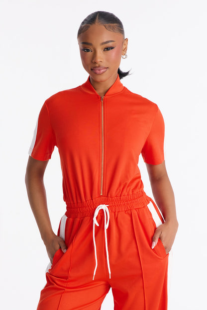 Lianna Short Sleeve Jumpsuit - Orange