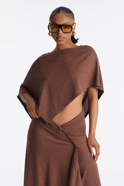 Stacey Draped Maxi Skirt Set - Chocolate