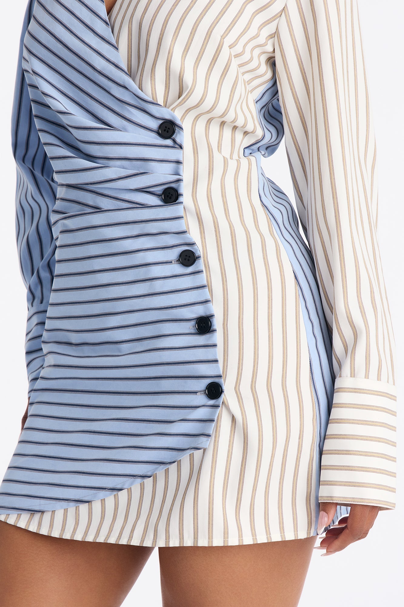 Viviana Collar Striped Mini Dress - Blue/combo