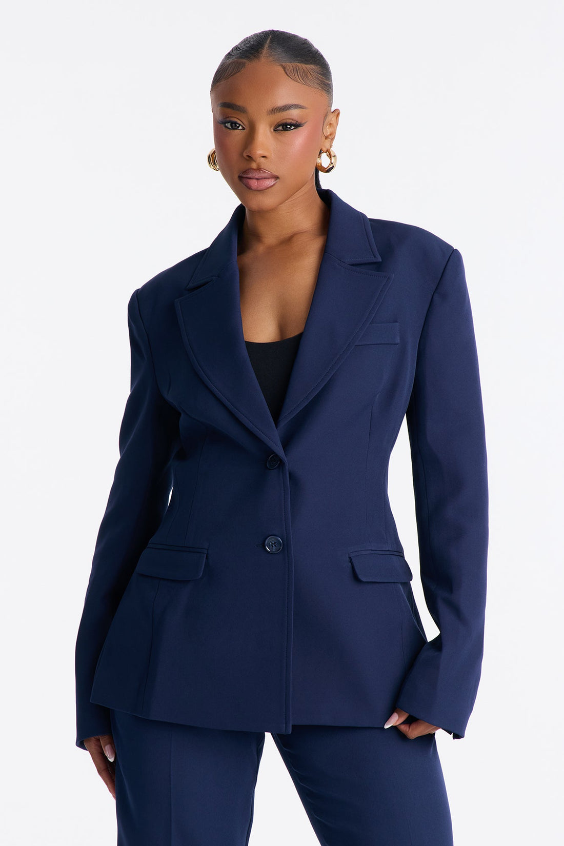 Kendall Hourglass Fitted Blazer - Navy