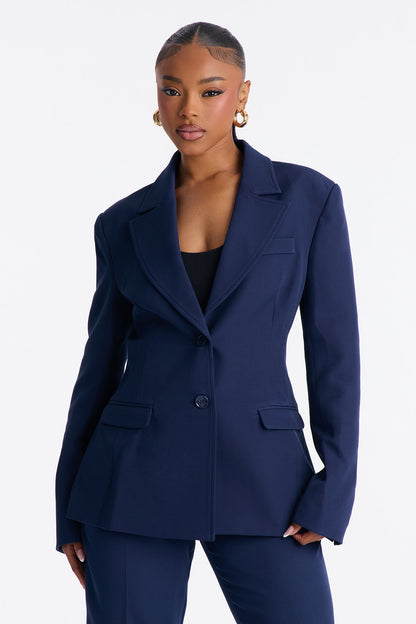 Kendall Hourglass Fitted Blazer - Navy