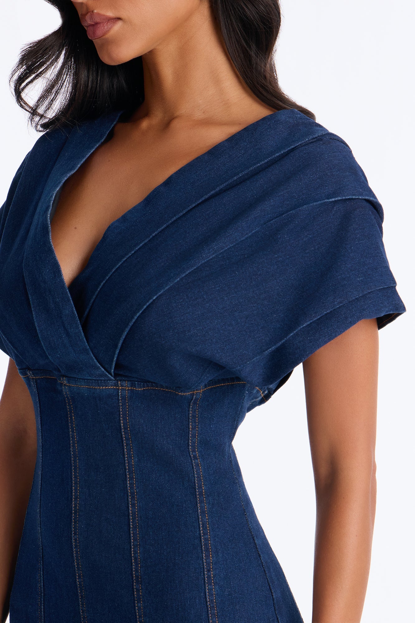 Jules Denim Drama Wide Leg Jumpsuit - Dark Denim