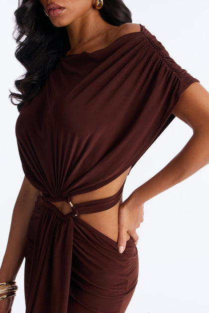 Brandi Cut Out Micro Mini Dress - Chocolate