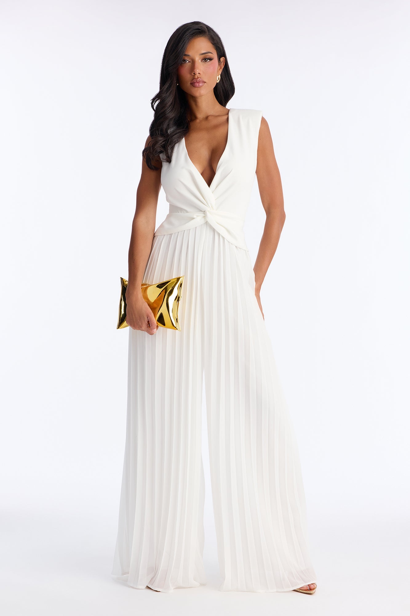 Lucille Chiffon Wide Leg Jumpsuit - White