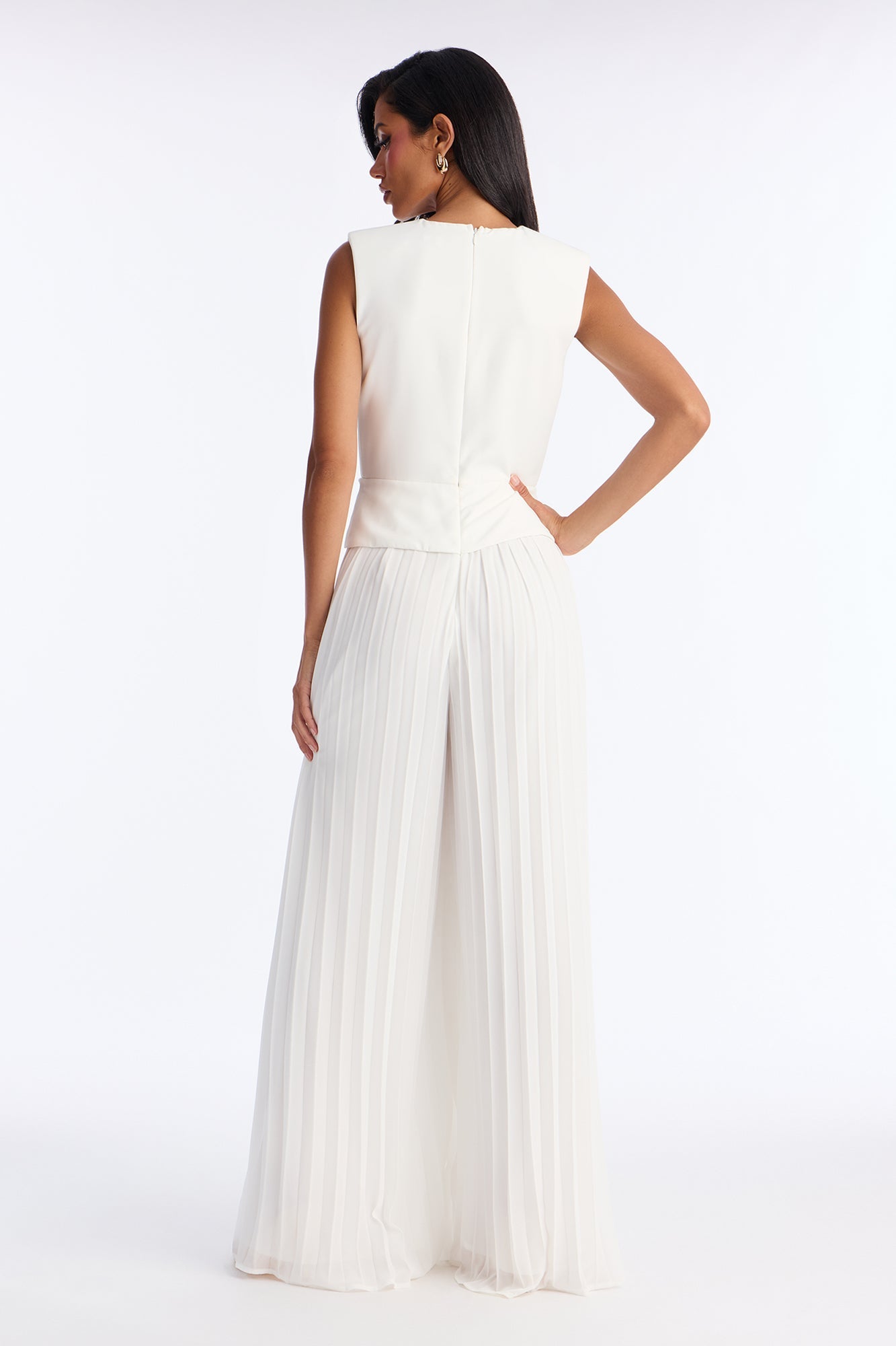 Lucille Chiffon Wide Leg Jumpsuit - White