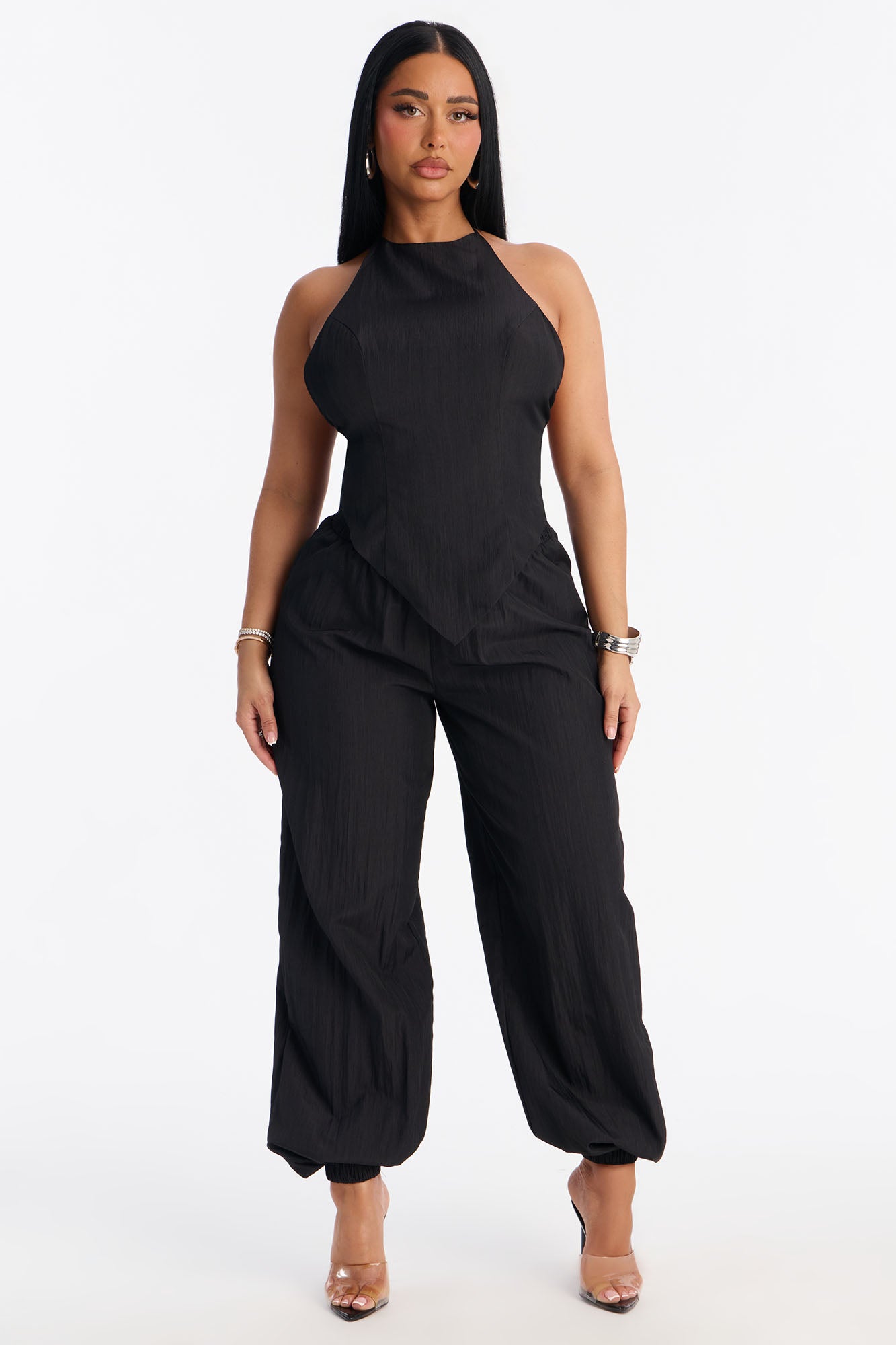 Evie Balloon Pant Set - Black