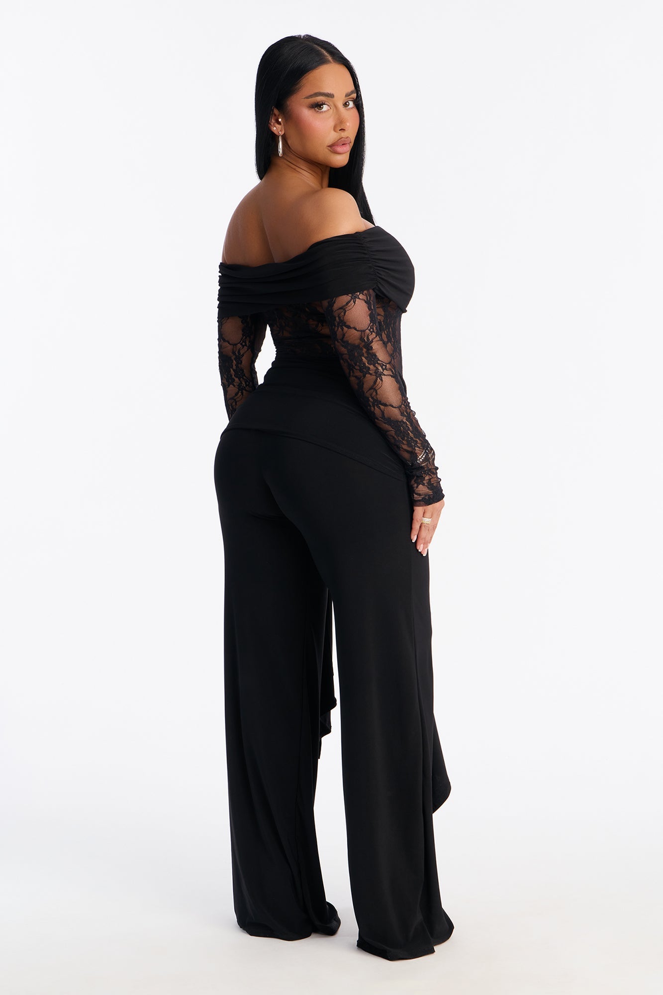 Bria Off Shoulder Lace Jumpsuit - Black