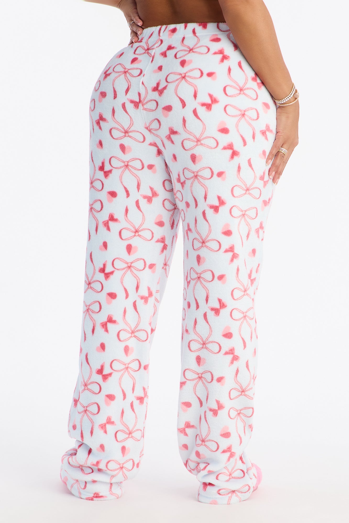 Cute Bows Plush PJ Pants - Light Blue