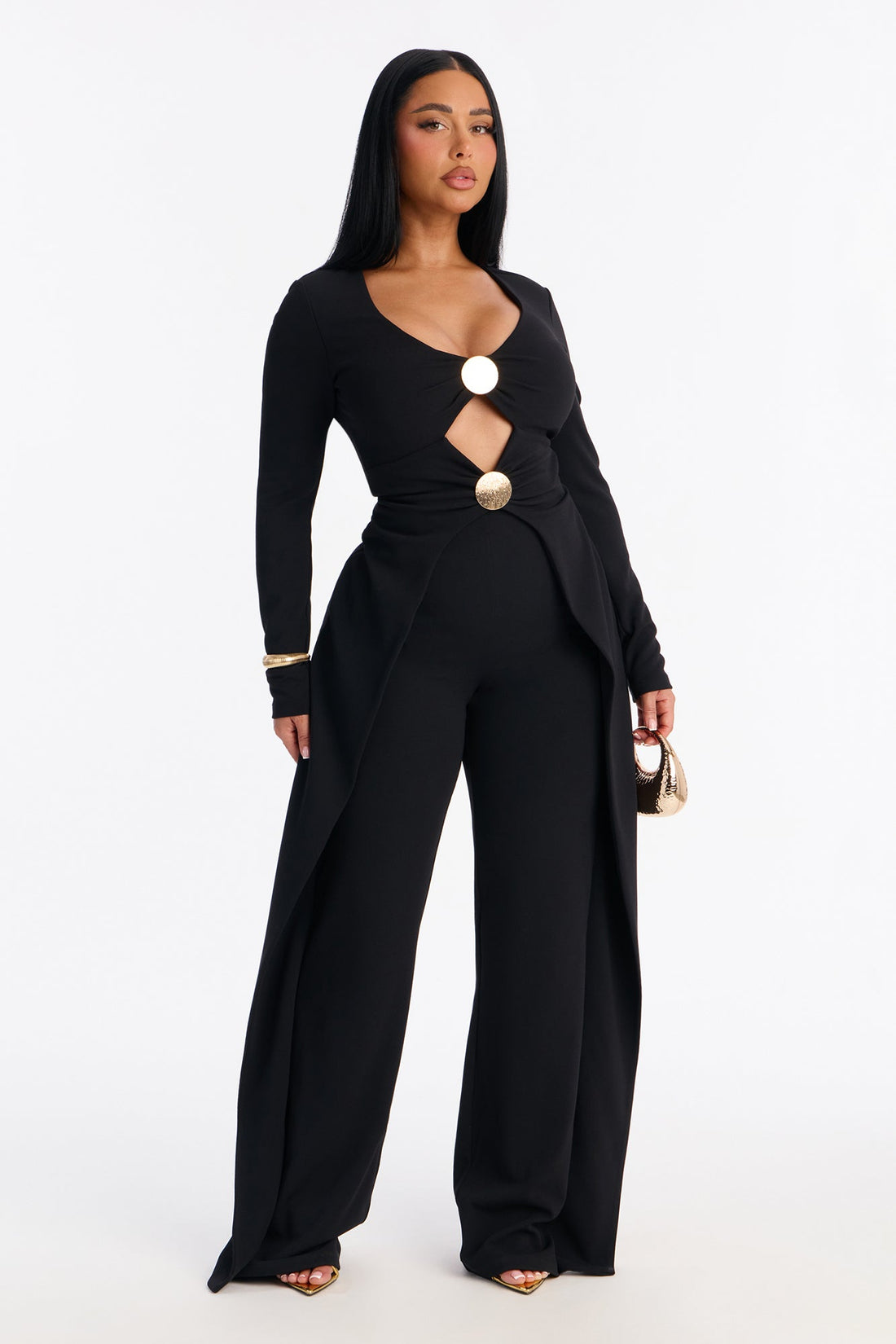 Cascia Cut Out Straight Leg Jumpsuit - Black