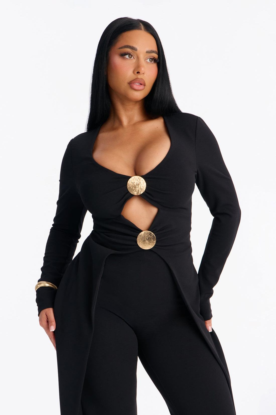 Cascia Cut Out Straight Leg Jumpsuit - Black