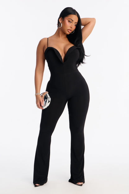 Arabella Deep Plunge Jumpsuit - Black