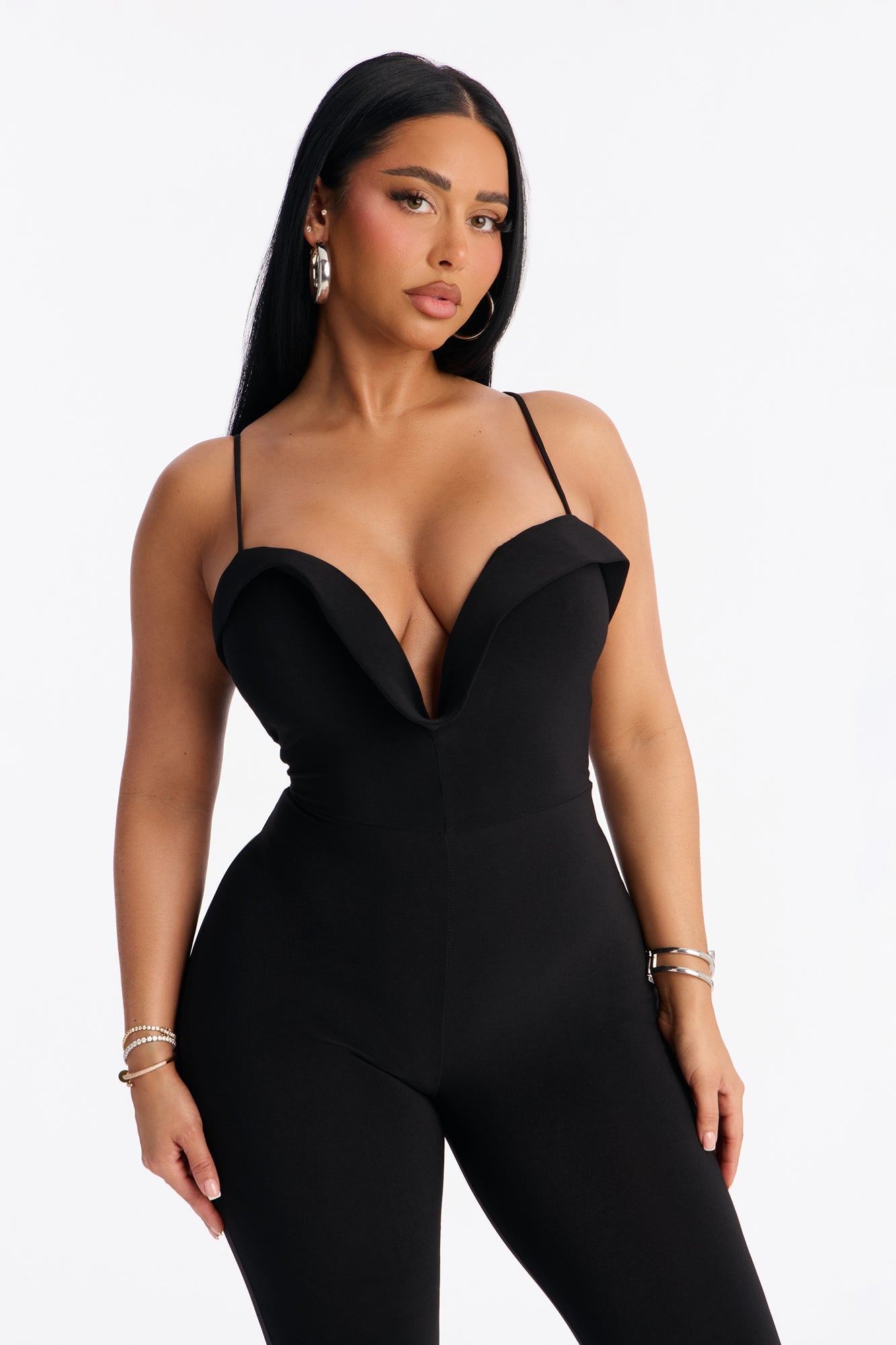 Arabella Deep Plunge Jumpsuit - Black