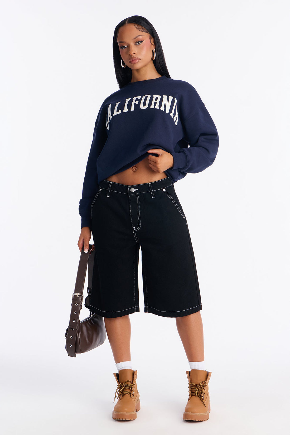 Henrietta Baggy Denim Jorts - Black