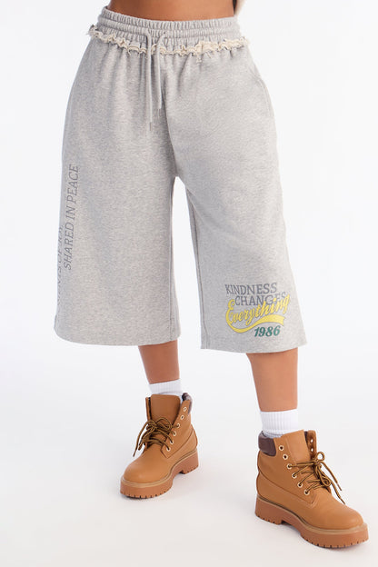 Kindness Changes Everything Fleece Short Set - Grey
