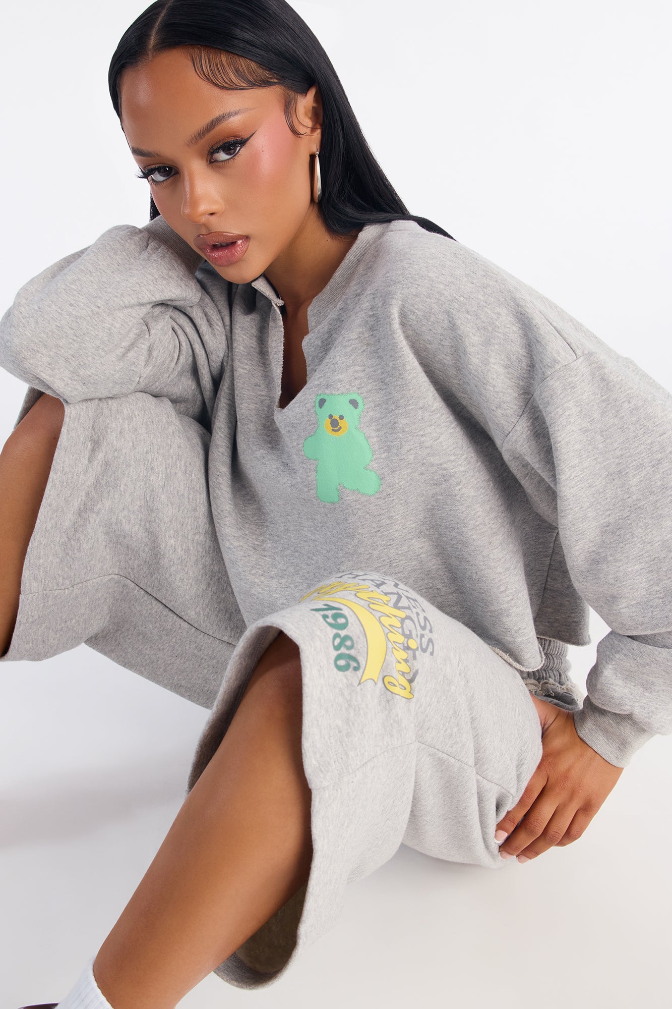 Kindness Changes Everything Fleece Short Set - Grey